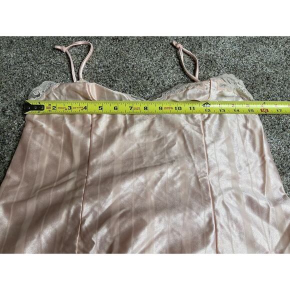 Vintage 1980s DEl Rio Peach Orange Lingerie Tank Satin & Lace Small / Medium - Picture 6 of 6